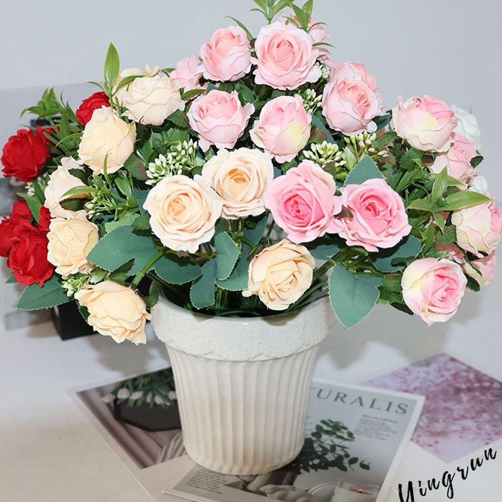Multicolor Rose Artifcial Flower 10 Heads Floral Arragement Faux Flower Rose  Party Supplies