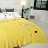 Thickened Flannel Striped Velvet Blanket, Plain Color Coral Fleece