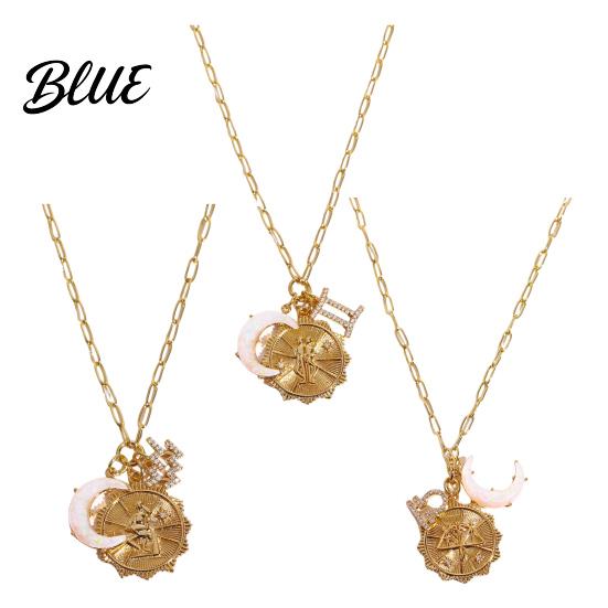 Unique Faux Opal Pendant 12 Constellations Necklace Moon Charm Constellation