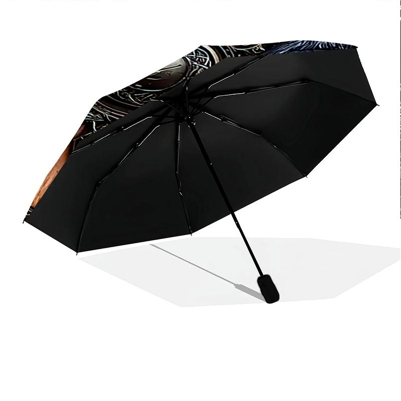 1PC Viking Theme Umbrella Portable Folding Umbrella Iron Frame Hole Bone Structure Outdoor Home Umbrella A3