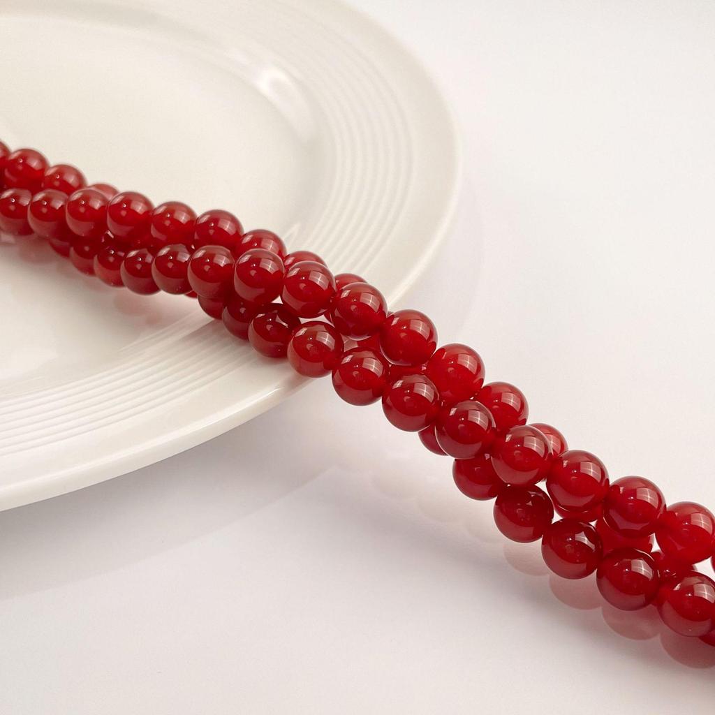 Jing Xi Ji Natural Red Agate Round Beads - DIY Jewelry Accessories