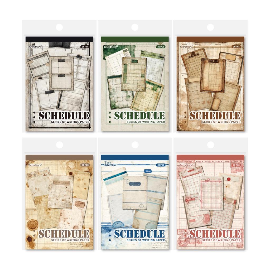 RetroStory Journal Base: 6 Style Collage Paper Pack (30 Sheets)