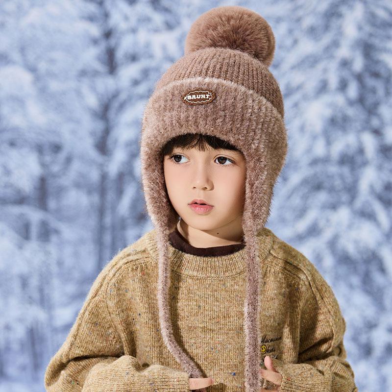 

Autumn & Winter Korean-Style Children s Wool Knit Earflap Hat One Size