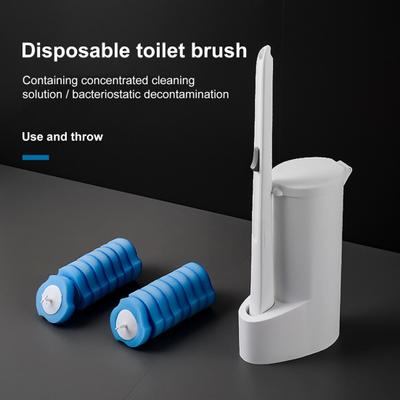 1 Set ABS Practical Multi-use Toilet Brush Disposable One Button Replace Cleaning Brush for Bathroom