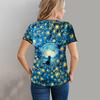 Summer Round Neck 3D The Art of Oil Painting Starry Sky and Animal Pattern Print Top Fashionable Casual Short Sleeved Women's T-shirts