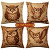 Vintage Embossed Owl Print Throw Pillow Covers Pattern Cushion Cover Suitable for Sofa Bedroom Car Pillow Cover