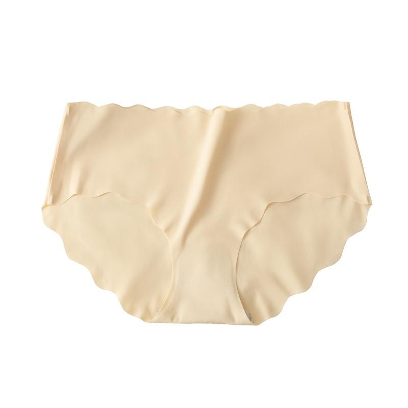 Women Seamless Solid Color Thin Breathable Quick Dry Low Waist Panties With Cotton Crotch