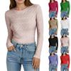 Women's Fashionable Sexy Round Neck Color Long Sleeve T,Shirt Casual Top