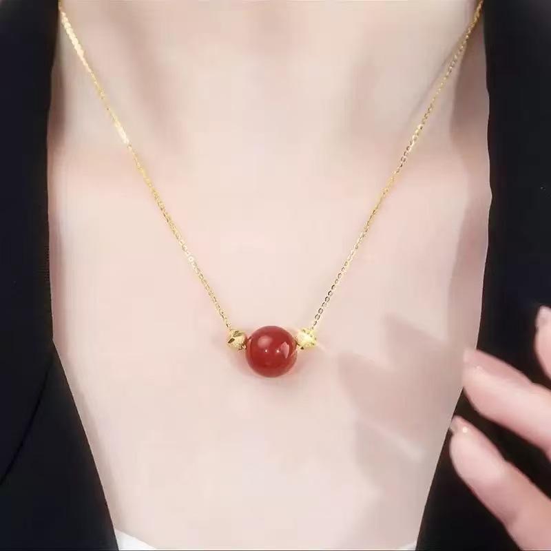 Necklace Female Niche Design High-end Temperament Simple Clavicle Chain Versatile Simple Light Luxury Neck Chain Sweet Powder Crystal