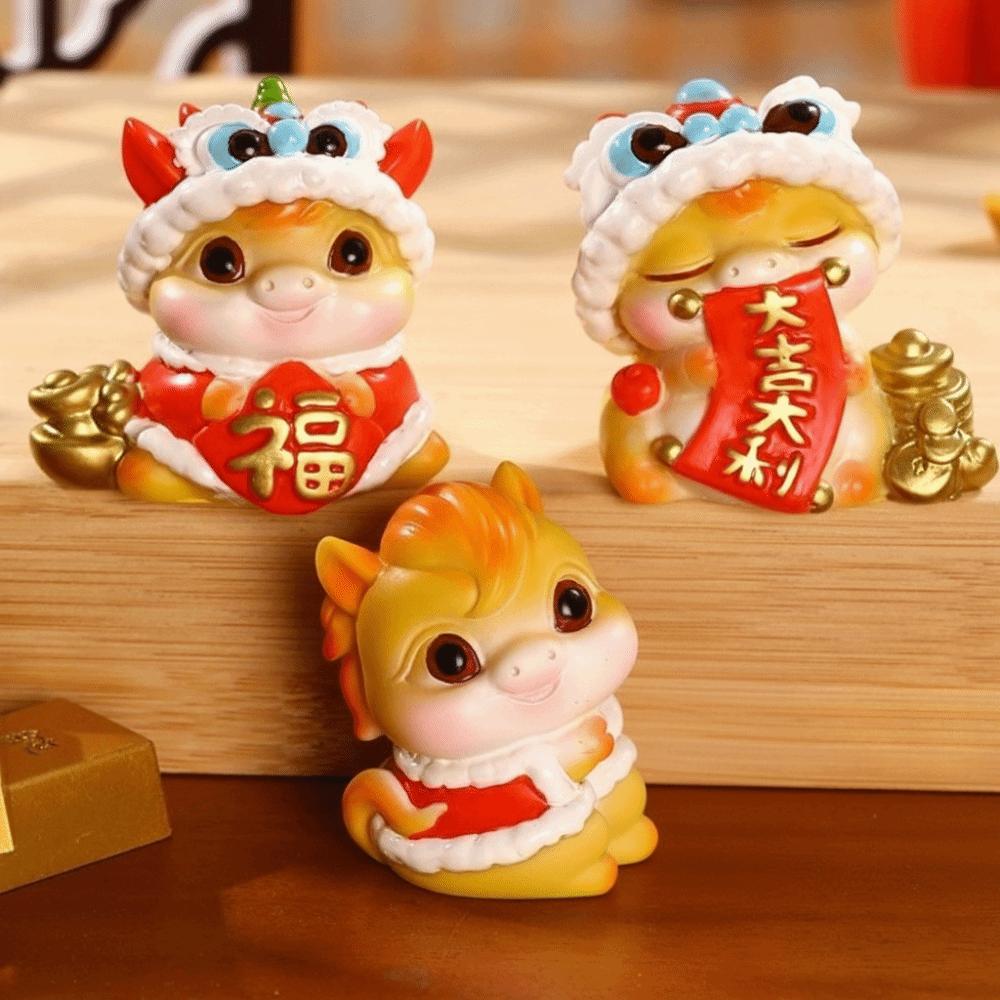 Resin New Year Mascot Miniature Cartoon Zodiac Ornaments Cute Horse Figurine  Office