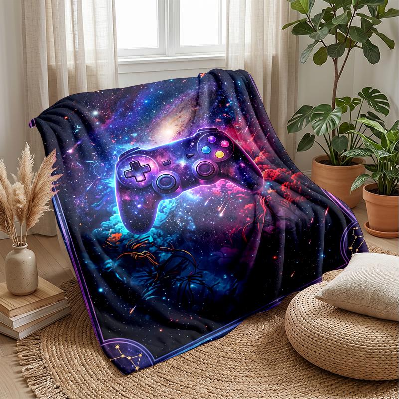 Galaxy Game Controller Theme Blanket Lightweight Warm Flannel Blanket Decorative Throw Blanket for Home Decoration