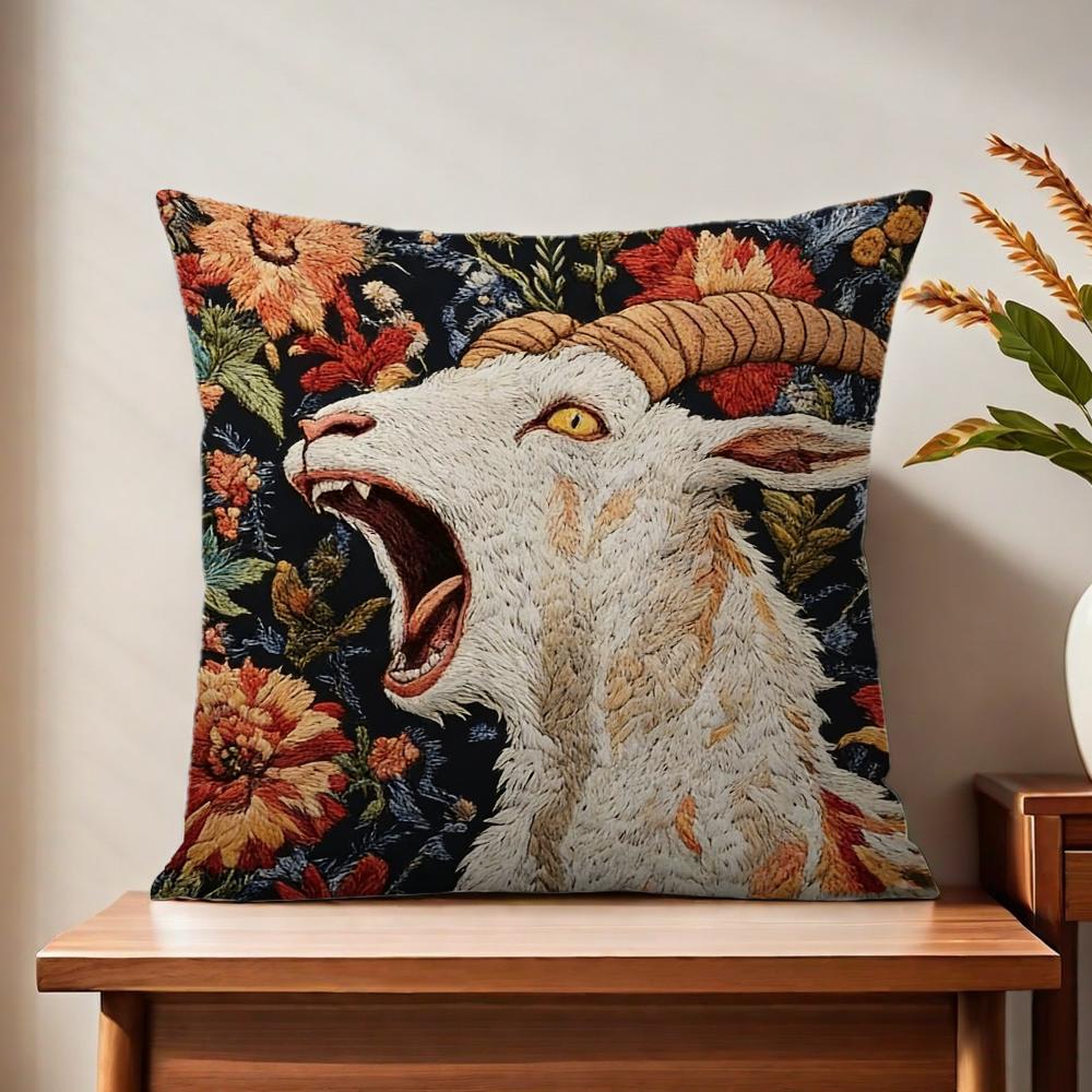 Spooky Goat Face 2D cute cushion cover For Pillow Printing Sofa Decoration Home Car Room Coffee Shop Office Nordic Simplicity