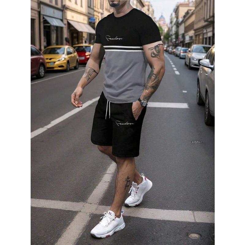 2026 New Summer Men s 3D Print T-Shirt And Shorts Set Loose Simple Fashion Sportswear Casual Two Piece Outfit For Adult Men S