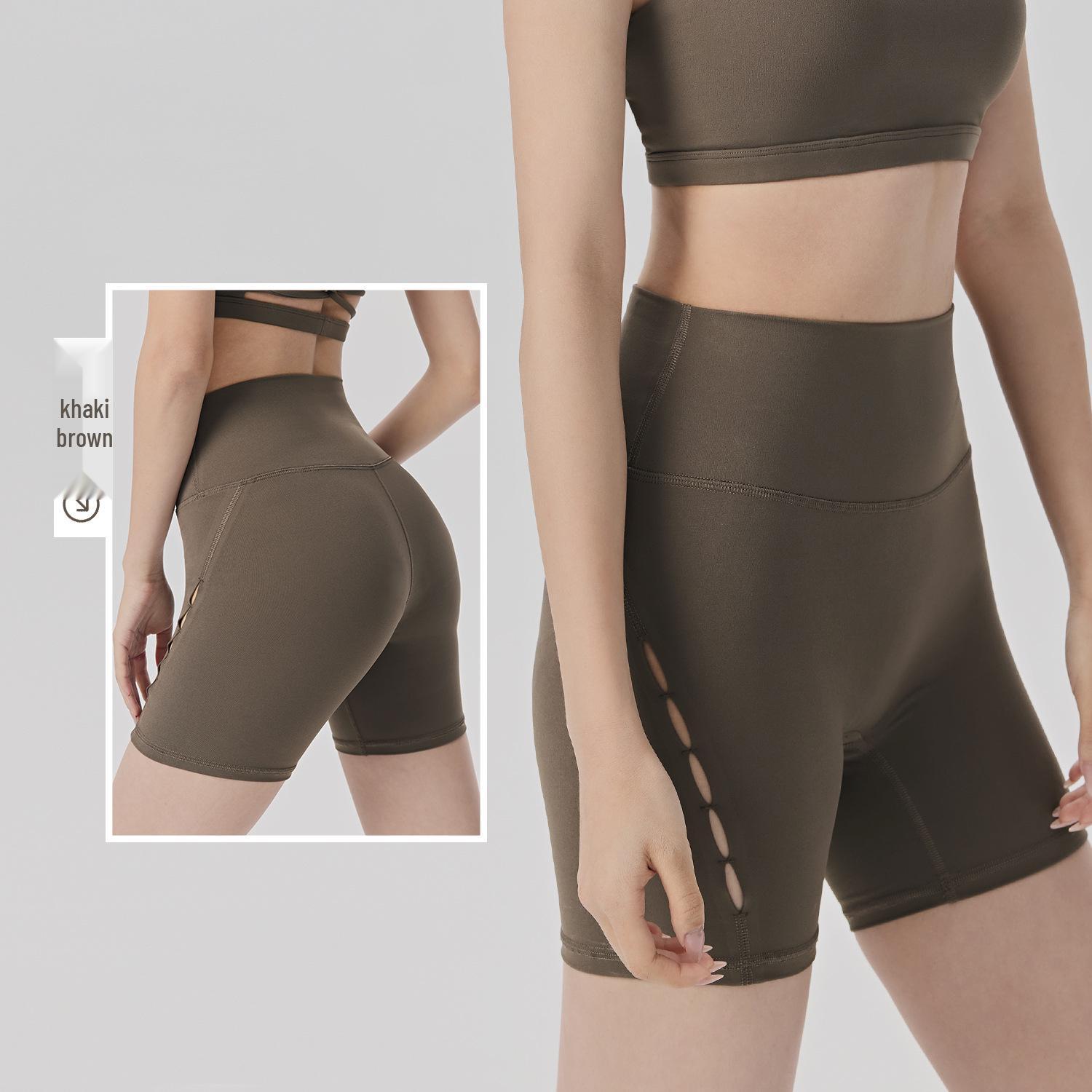 

Breathable High-Waisted Yoga Shorts for Women - Hollowed Design, Antibacterial Crotch, Back Pocket M/6