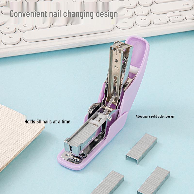 Medium-Size Effort-Saving Mini No. 10 Stapler, Macaron Color, Binds 20 Pages, Suitable for 24/6 Staples.
