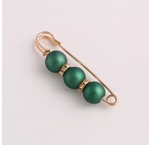 Decorative Safety Pin Brooch Waistband Clip Adjustable Clothing Skirt Waist Reducer Fastener Accessory with Beaded Design for Garment Fit