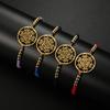 Dawapara Flower of Life Metatron Cube Bracelet for Women Men Adjustable Rope Chain Stainless Steel Charm Bracelet Couple Jewelry