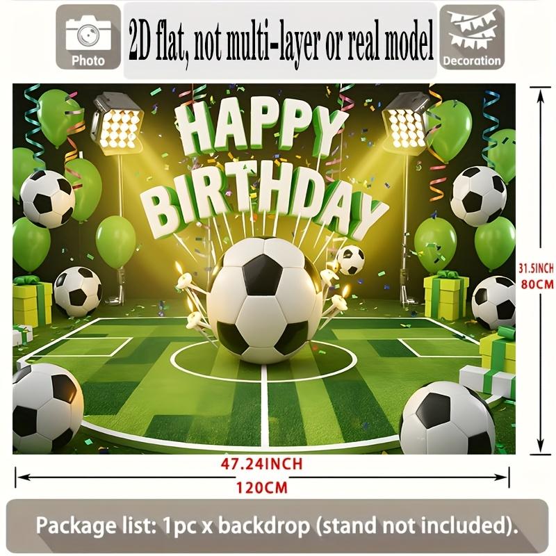 2D Football & Balloon Birthday Banner, 1Pc Polyester Backdrop Photo Props for Home Room Wall & Party Decorations