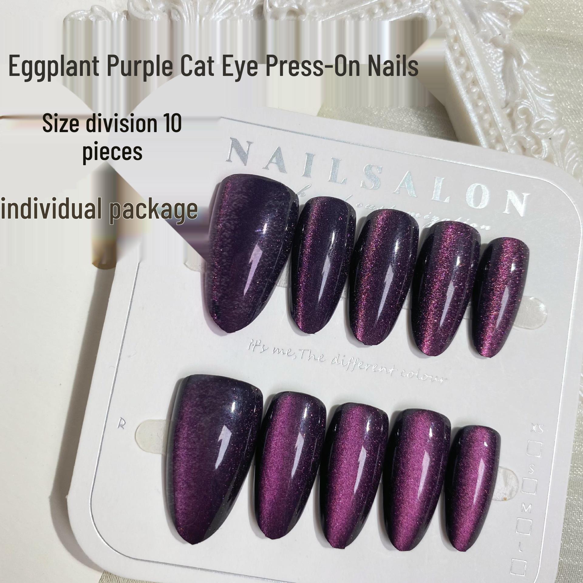 

Purple Crystal Almond Bling Nails: Handmade Y2K Hot Girl Art, 10 Pcs