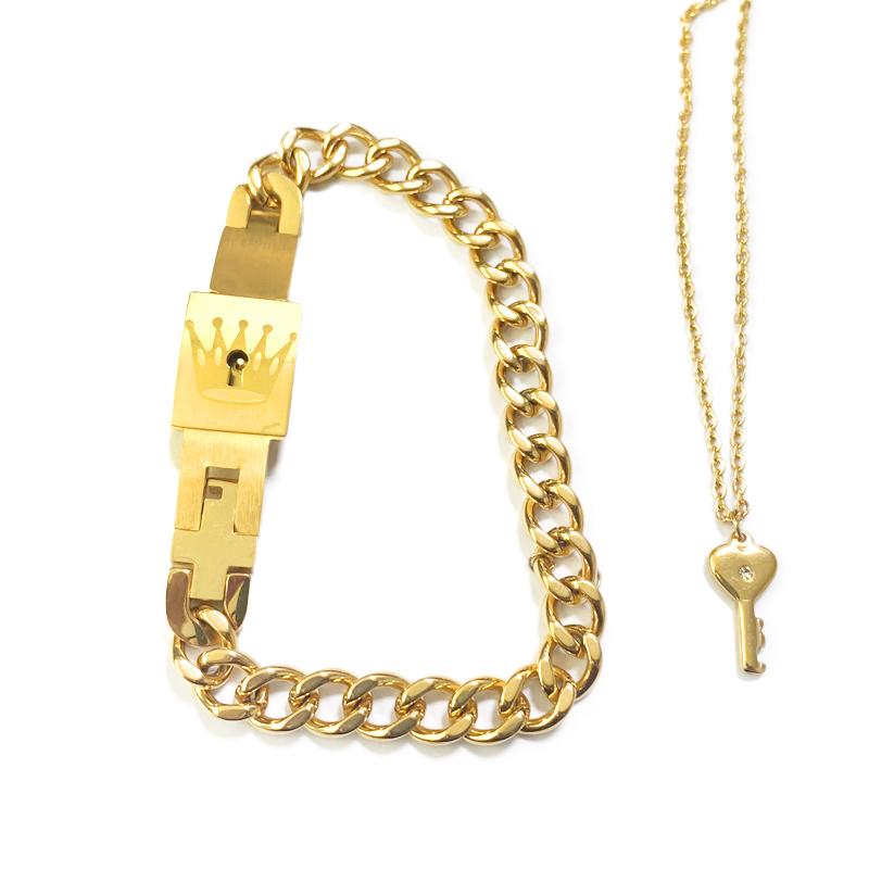 

Концентрический замок ключ День святого Валентина титан стальной браслет для пары комплект ювелирных изделий браслет ожерелье