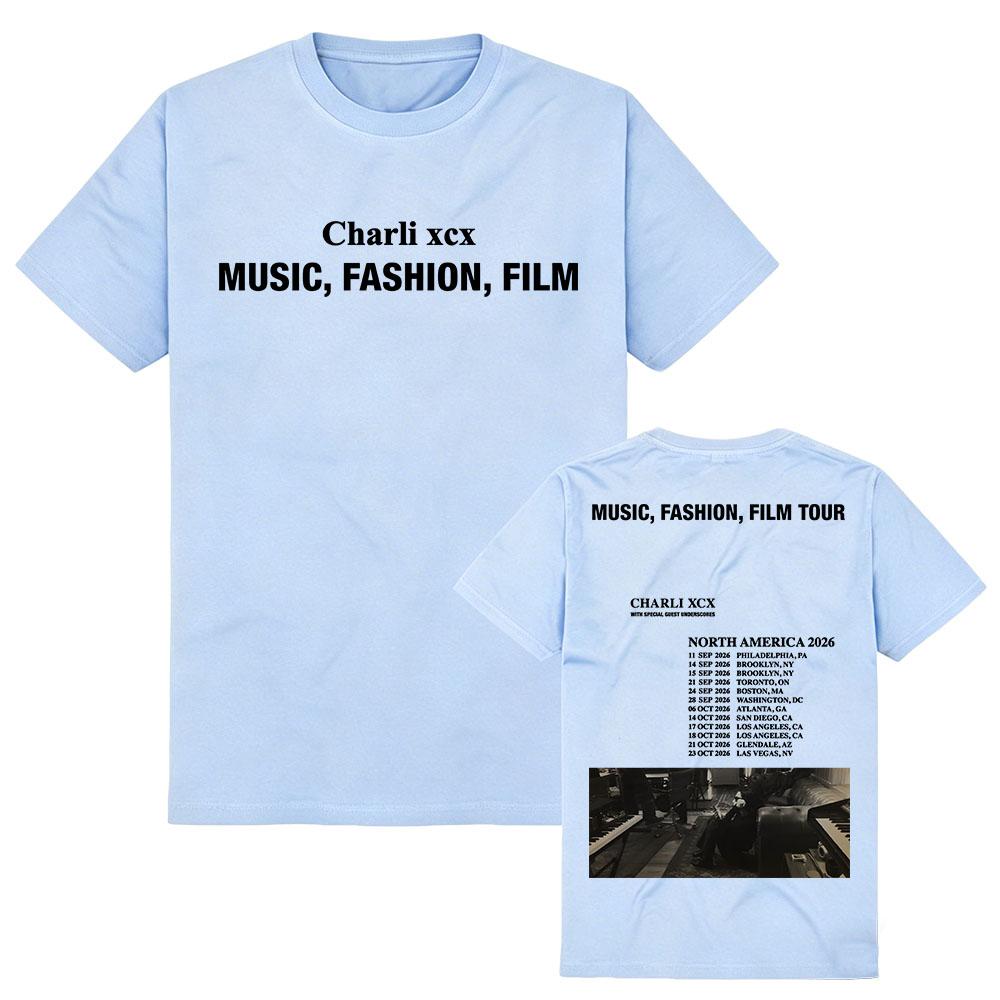 CHARLI XCX Music, Fashion, Film Tour 2026 T-shirt Summer Cotton Short Sleeve Fashion Tshirts Unisex Streetwear Graphic Merch Tee