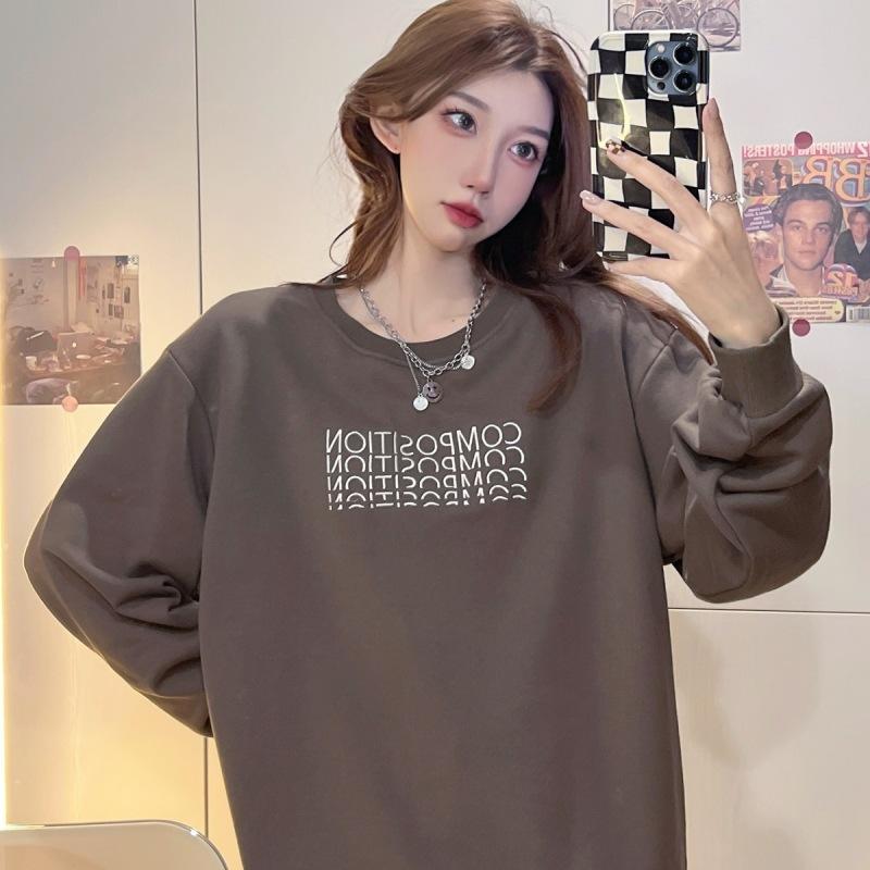 Autumn New Super Fire Retro Design Sense Letter Simple Casual Sweater Loose Crew Neck Jumper