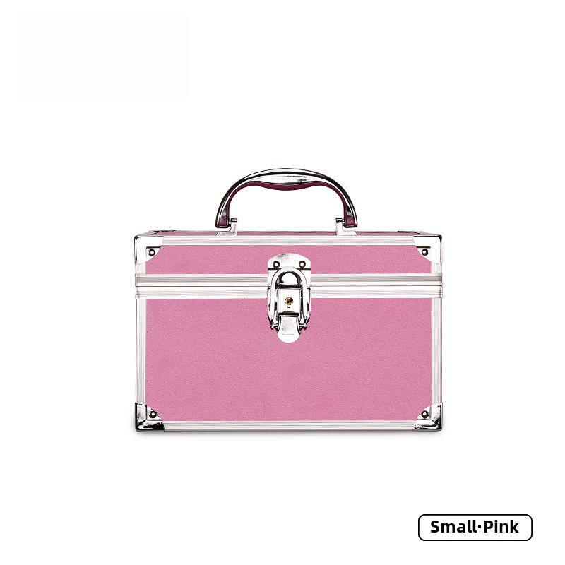 Portable Double-Layer Aluminum Alloy Cosmetic Case with Mirror and Password Lock