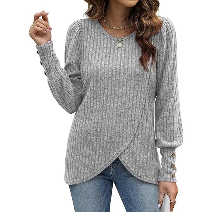 Women's Autumn Winter Fashion Knitwear - O-Neck Cardigan Sweater with Split and Drop Shoulder