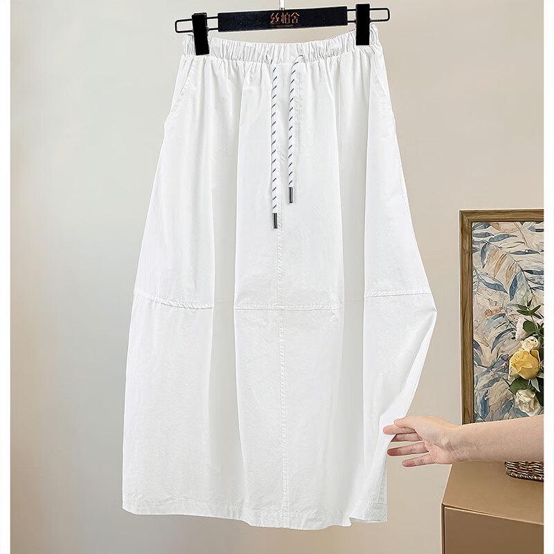 Sibaisha Women's Summer Drawstring A-line Mid-length Skirt