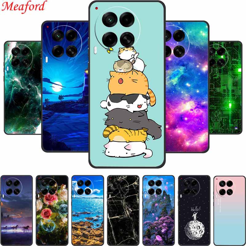 6.78" For Tecno Camon 30 Case Fashion Marble Black Silicone Soft TPU Back Cover Cases For Tecno Camon 30 5G Premier Phone Case