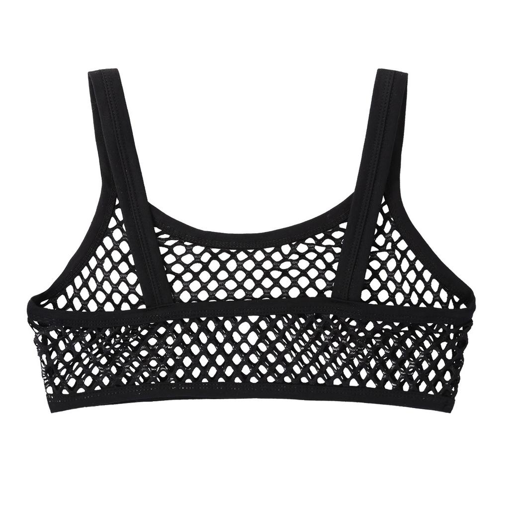 Women Sexy See Through Fishnet Bra Top Mesh See Through Unlined Bralette Cropped Tank Tops