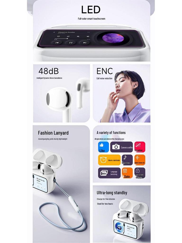 A11PRO Bluetooth TWS Earphones: Smart Touch, Color Screen, Noise Cancelling, Long Battery Life, Wireless, Multifunctional.