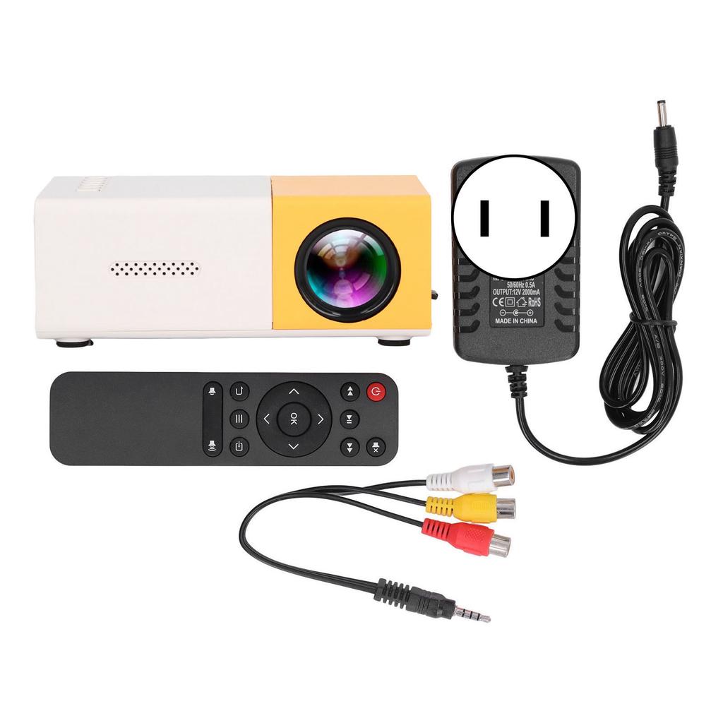 Projector 1080p Diffuse Reflection Imaging Support 23 Languages HD Projector with Spkers Yellow