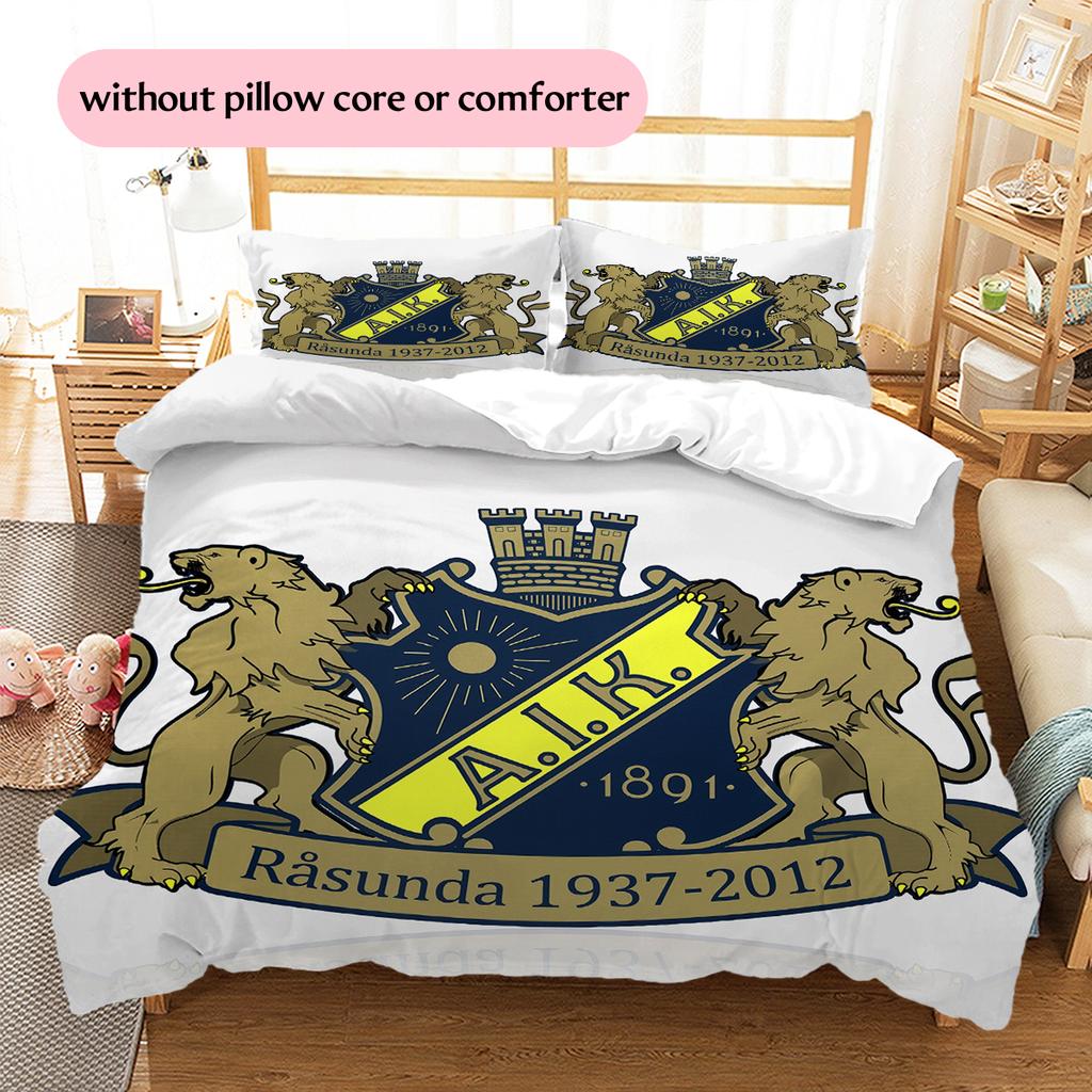 FC AIK Pattern Bedding Home Decoration Birthday Gift (1 * Duvet Cover + 2 * Pillowcase, Without Core)