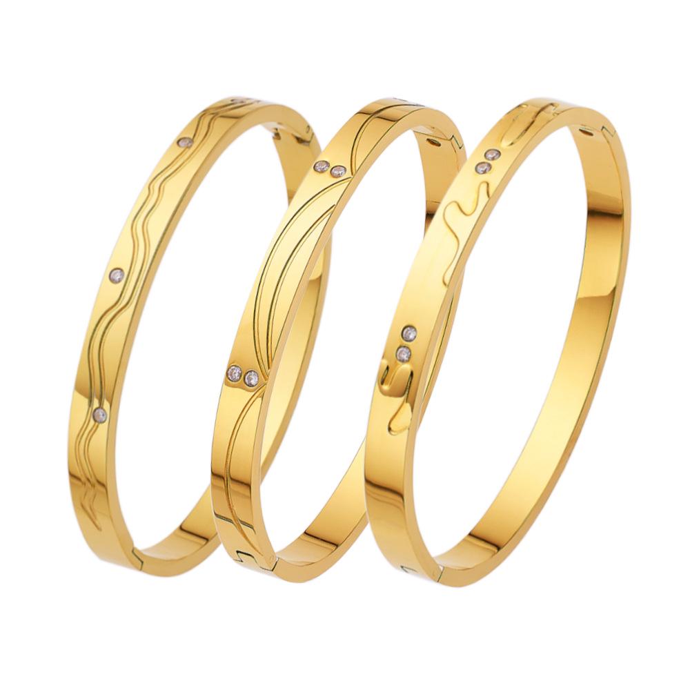 European Retro Zirconium & Titanium Bracelet - Fashionable, Versatile, Durable Gold Finish