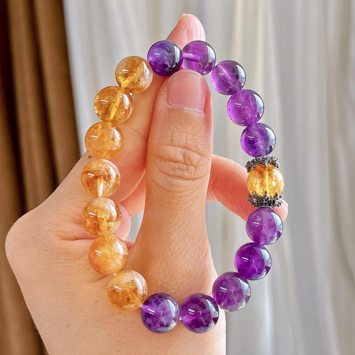 10Mm Vintage Natural High Quality Caramel Citrine Amethyst Bracelet Bracelet
