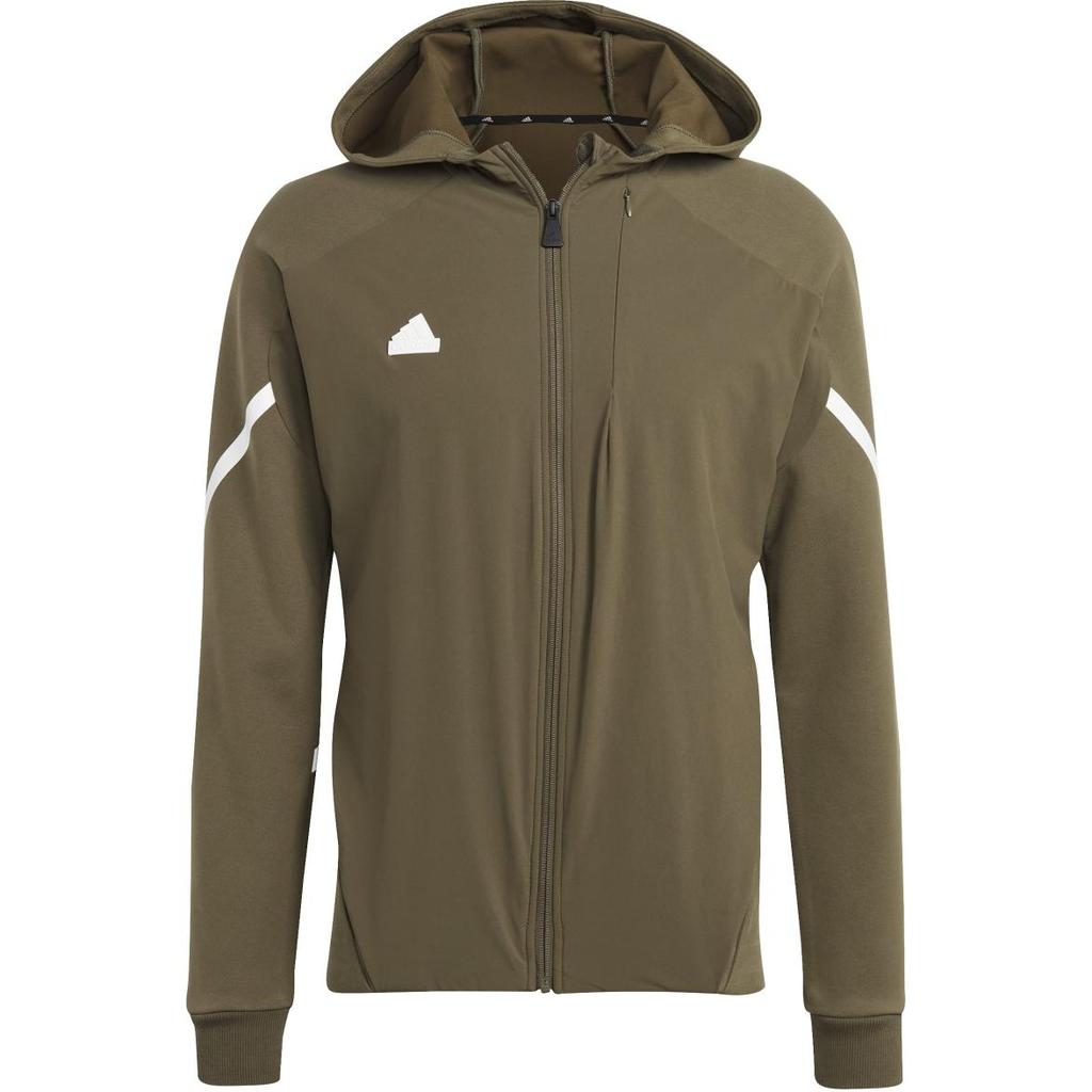 Adidas Logo Pattern Solid Color Hooded Jacket Men Jackets Rock-Olive-Green IC8041