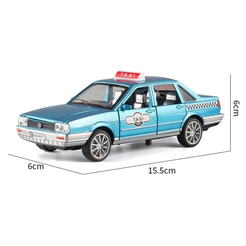 1/32 Scale Classic Santana Taxi Alloy Car Toy Diecast Metal Model Sound And Light Pull Back Toys Children Birthday Toy Gift Collection