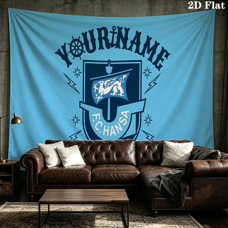 Benutzerdefinierte Name FC Hansa Rostock Gedruckte Wandteppich – Wandbehang für Schlafzimmer, Studentenwohnheime und Heimdekoration
