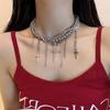 Dark Wind Cross Pearl Tassel Necklace Women's Light Luxury Premium Sense Clavicle Chain Punk Choker Necklace
