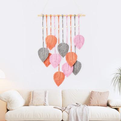 Yousheng Leaf Macrame Tapiserie Boem Ornament de agățat de perete Decorat manual de Macrame pentru sufragerie Dormitor Coridor