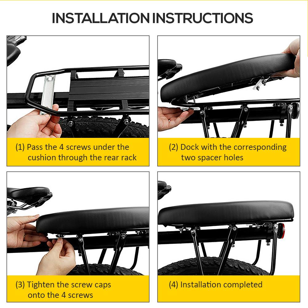 1 PC 6cm Bicycle Rear Saddle Thickened Pu Leather Shockproof Electric Bike Rear Seat Cover Bicycle Accessories