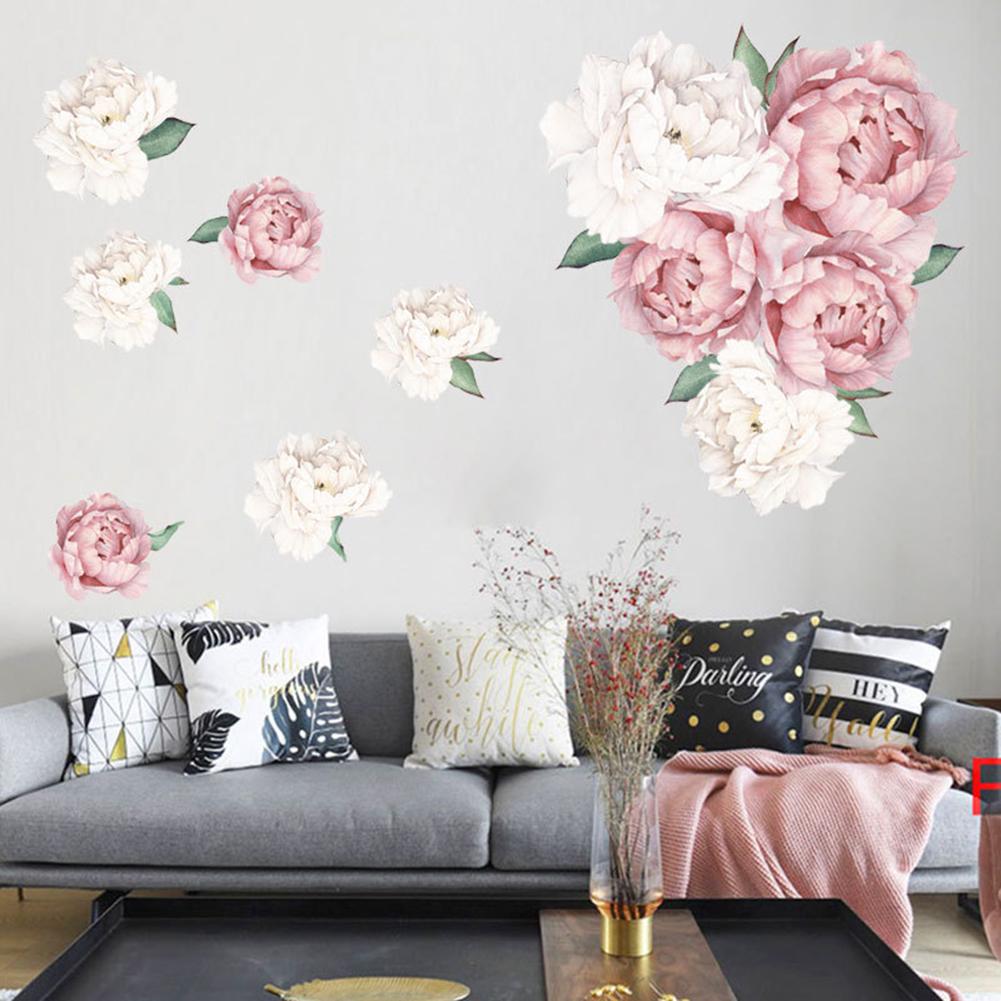 Peony Flower Home Wall Sticker Living Room Background Decal Mural DIY Decoration