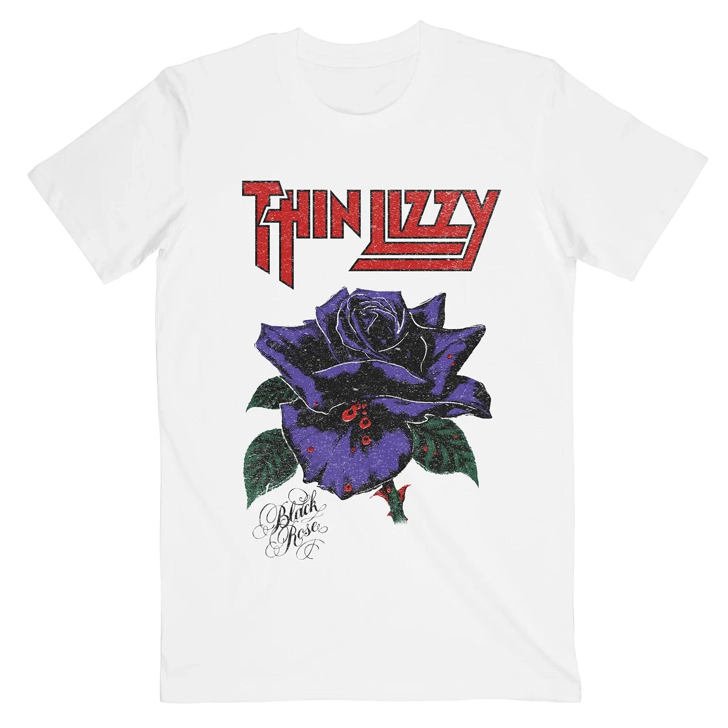 Men s and Women s T-shirts NEW Thin Lizzy Band Black Rose Heavy Cotton White XXL