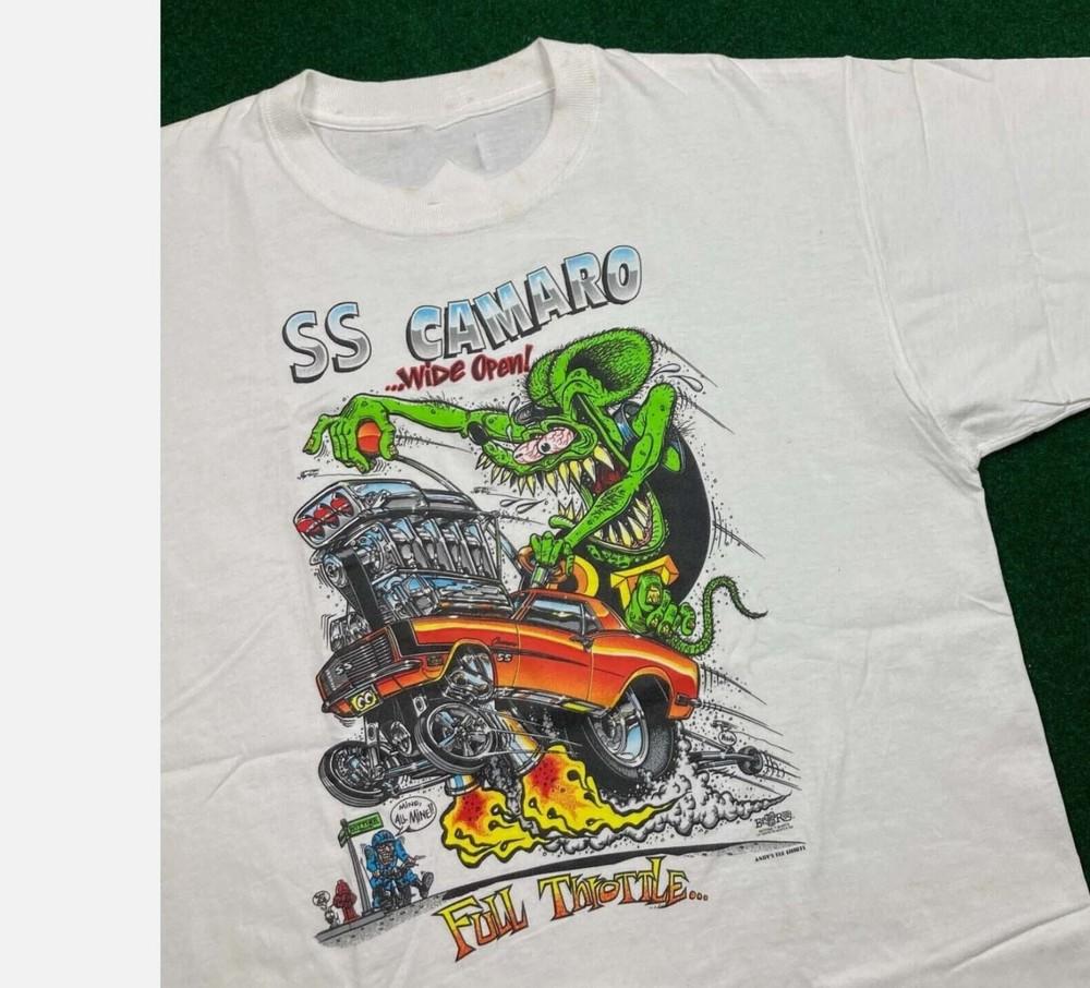 

Футболка Rat Fink Белая SS Camaro Wide Open Ed Roth Мультяшная 90-е M