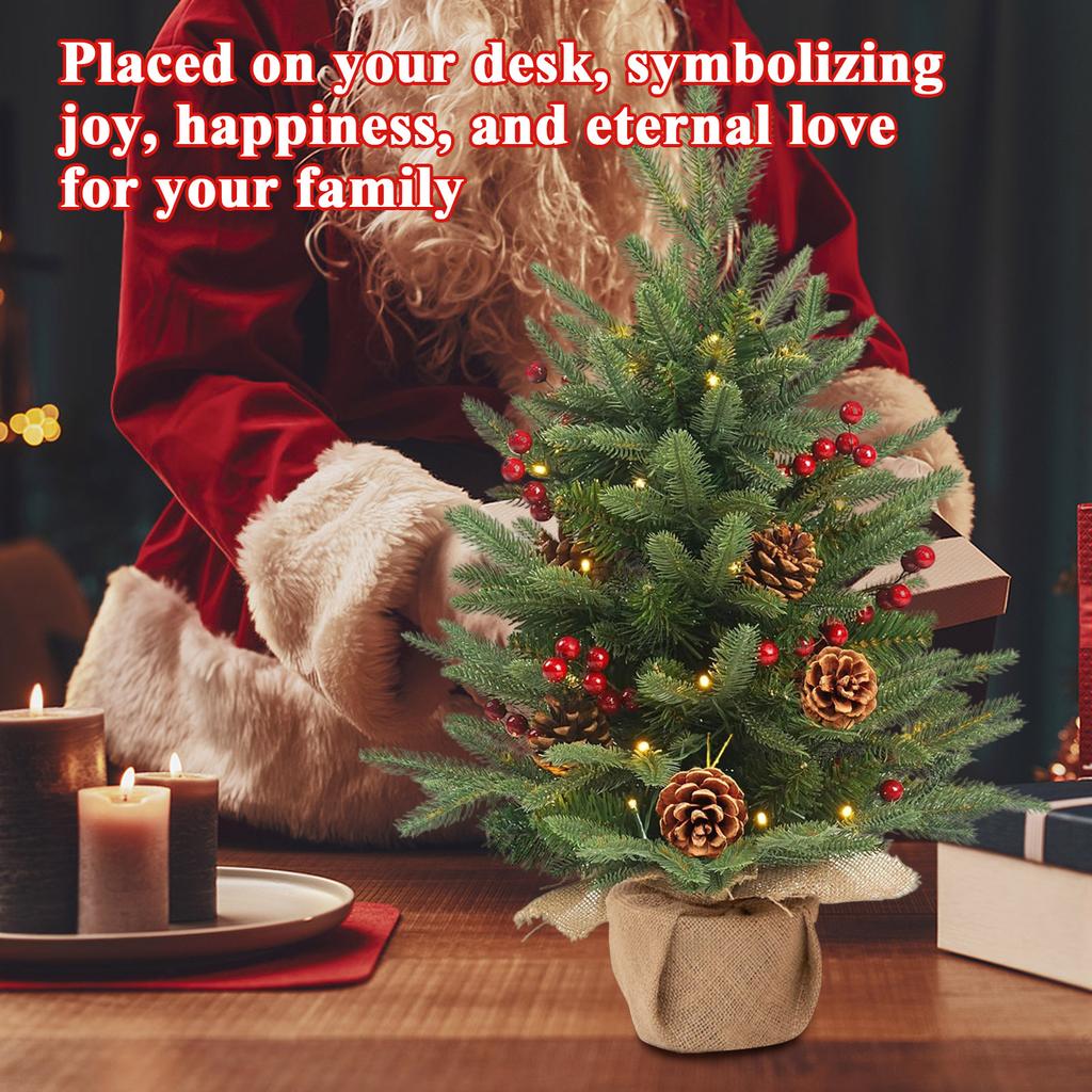 55cm Artificial Christmas Tree Desktop Small Tree PE Christmas Decoration Xmas Tree Ornaments Pine Cone Christmas Trees