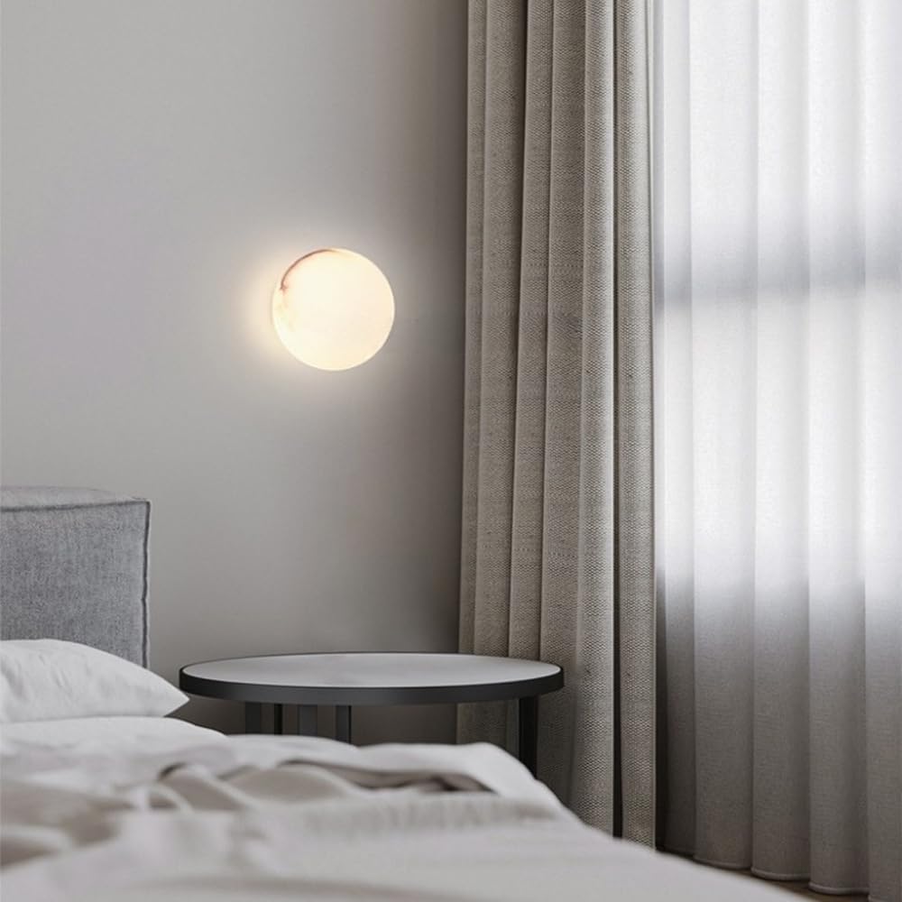 Wall Lamps Sconces Globe Marble Wall Sconce Wall Lamp Natural Alabaster Wall Light Mid Century Sconces Wall Lighting G9 Vanity Wall Lights for