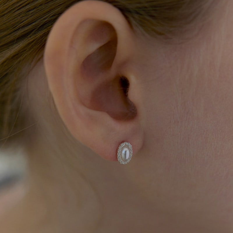 Lewe Oval Pearl Clear Earring