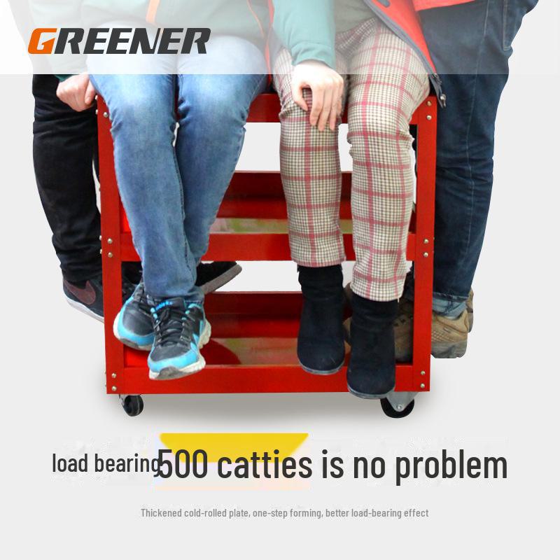 "Green Forest Utility Cart: Three-Layer Tool Trolley & Flatbed for Auto Repair & Beauty Supplies"