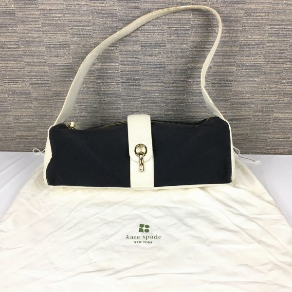 Kate Spade Hand Shoulder Bag Black × White with Dust Bag(USED)